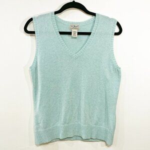 EUC VTG LL Bean Lambs' Wool Sweater Vest Aqua Blue Medium